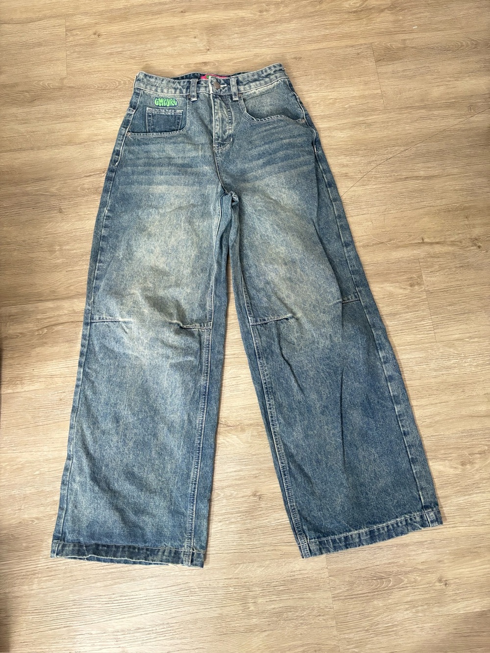 Empyre  Faded Blue Wide-Leg Relaxed Jeans